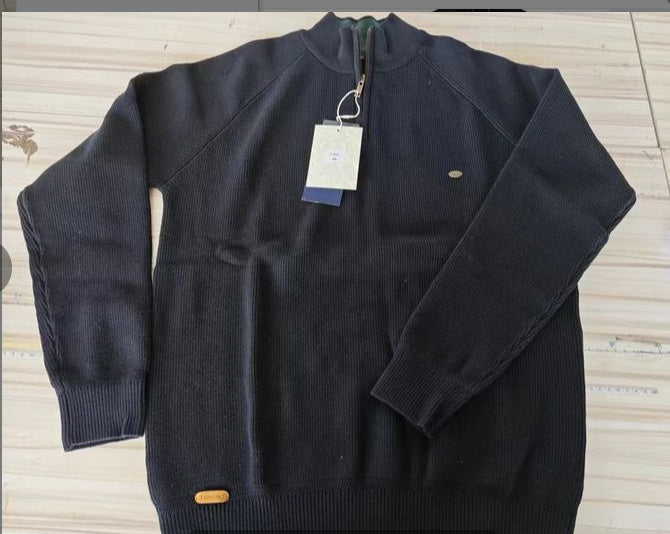 Men's Zipper Stand Collar Knitted Sweater Fashion Slim Solid C