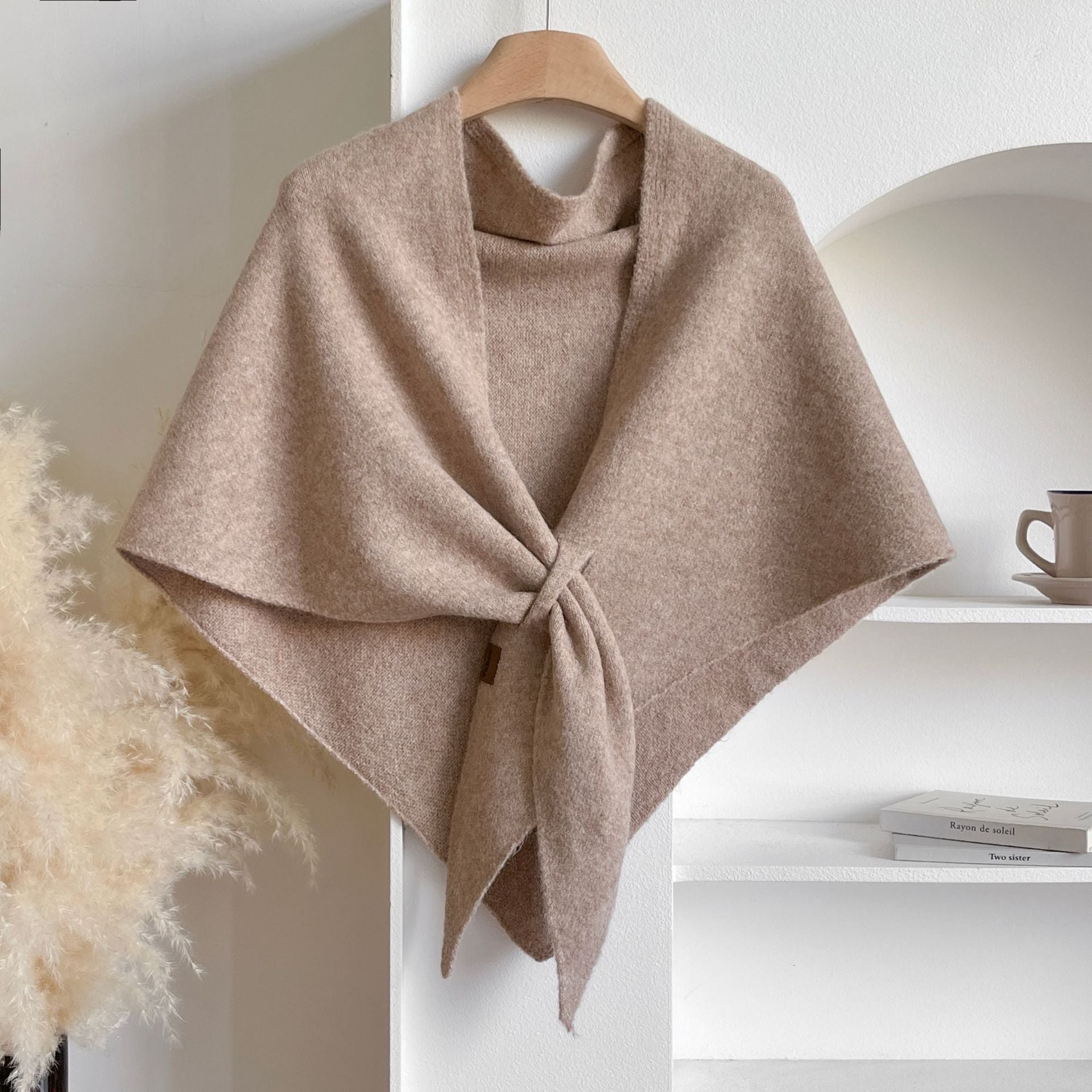 Winter Triangular Shawl Solid Color Soft Thickened